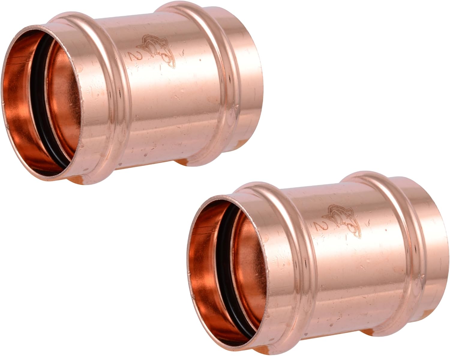 SharkBite 2 Inch Coupling No Stop, Copper Press Plumbing Fitting, Pack of 2, UPR0654X2