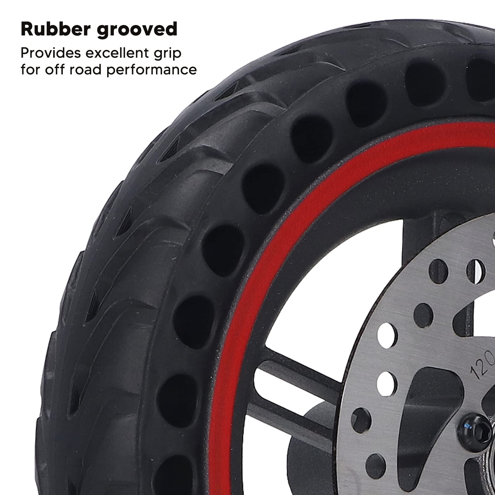 Conjunto de Rueda Trasera de Scooter eléctrico neumático Celular de Scooter eléctrico con 120 mm de Disco Freno Rojo Capacidad de rodamiento Fuerte para pro2 m3