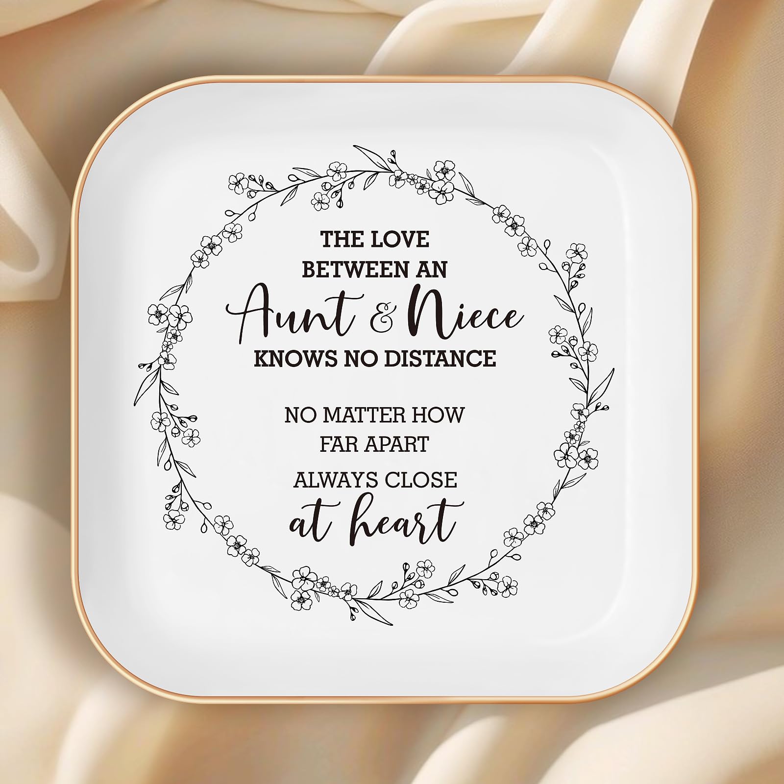 Aunt Gifts from Niece – Ceramic Ring Dish with Emotion, Birthday for Auntie, Gifts for Nieces from Aunt - Jewelry Trinket Tray, Thanksgiving, (Aunt and Niece)