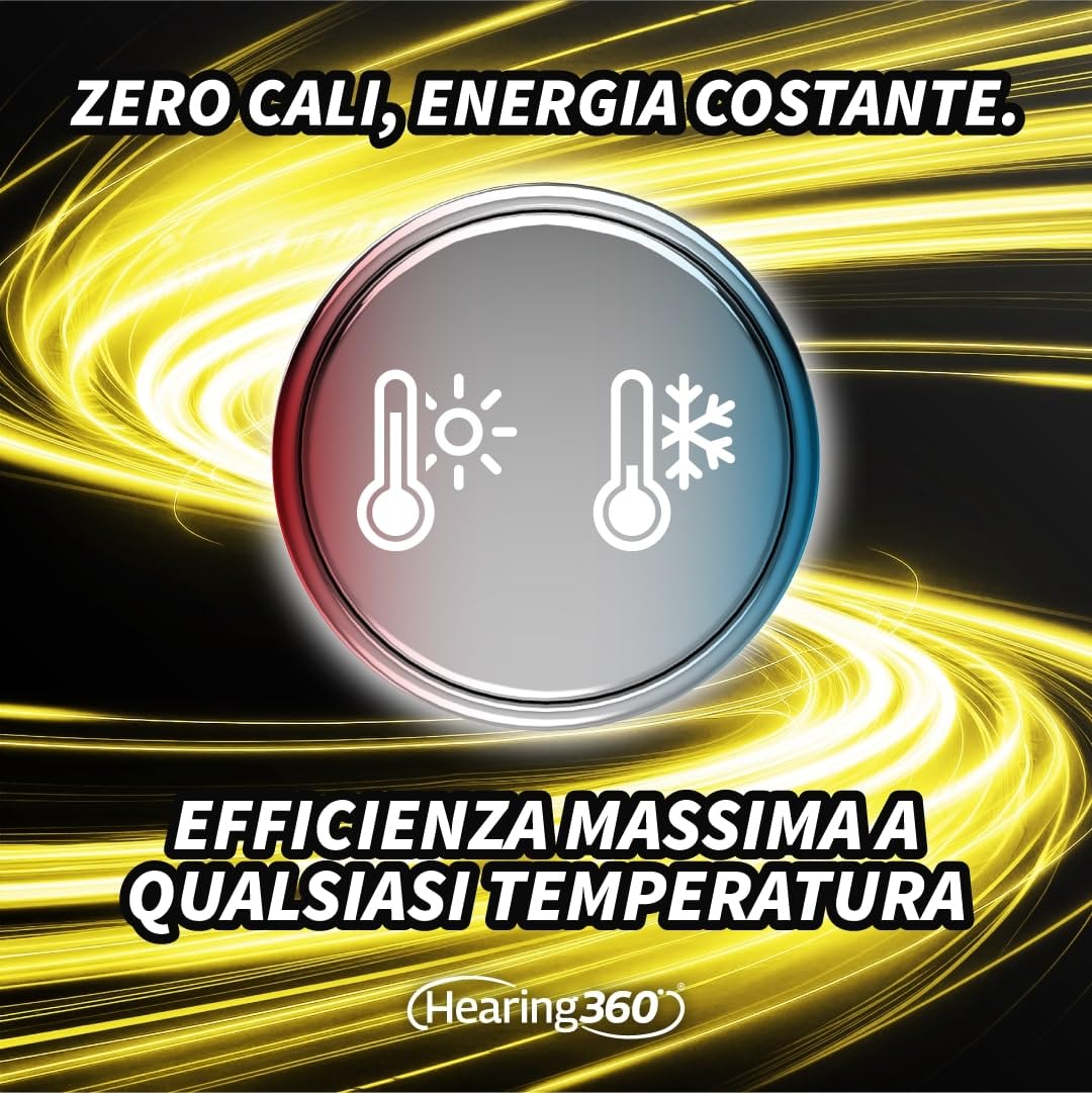 120 batterie per apparecchi acustici misura 10 qualità premium, durata extra, compatibili con tutti i modelli, senza mercurio (15 blister da 8 pile)