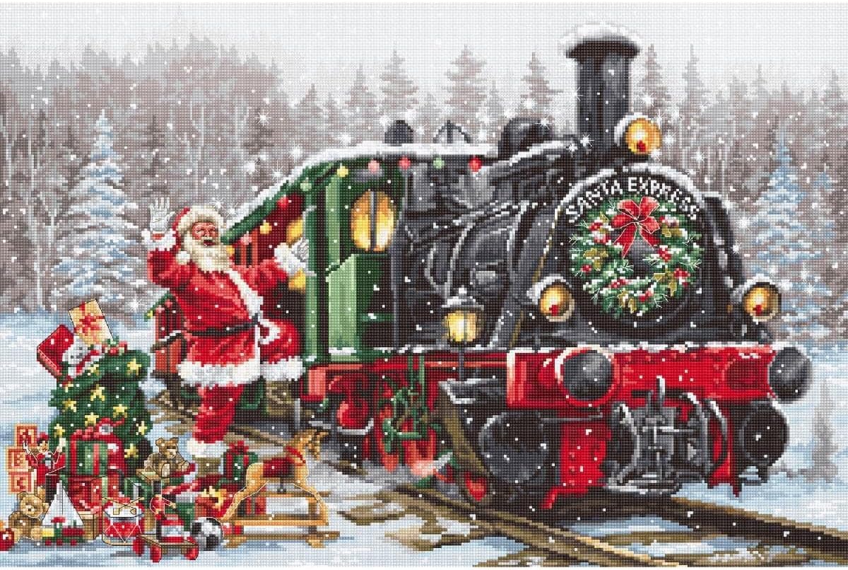Lucas Santa's Express Train Cross Stitch Kit