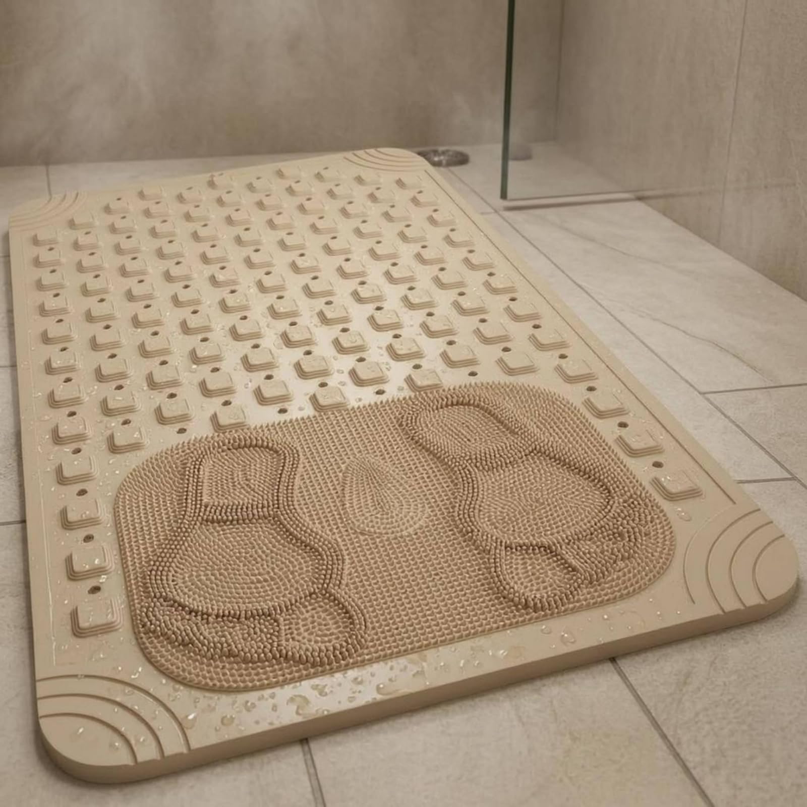 Tappetino Antiscivolo Bagno Tappeto Doccia Tappeto Vasca Pedana Massaggiante con Ventose in Materiale TPE Ispessito con Superficie Testurizzata E, Rosa, 58 88cm