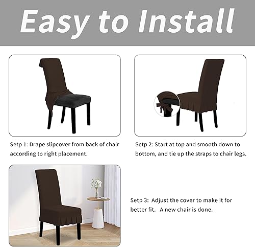 Miniatura 6 de Easy-Going Fundas para sillas de comedor, fundas elásticas para sillas Parsons con falda, fundas para sillas de comedor, restaurante, banquete (6