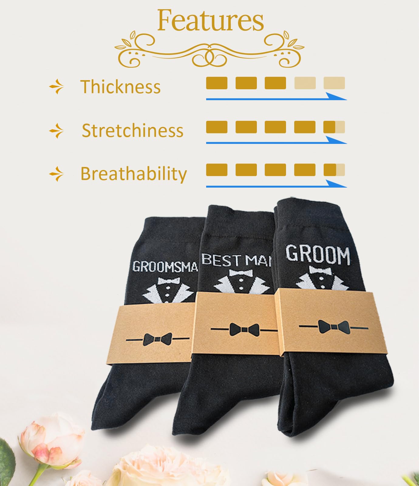 Paquete de regalo de calcetines de boda para hombre, calcetines de vestir para novio