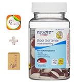 Equate Stool Softener Laxative Softgels 100mg - Effective, Gentle Constipation Relief, Easy-to-Swallow, 140 Count Pack for Regular Digestive Support + CreateAndBundle Sticker