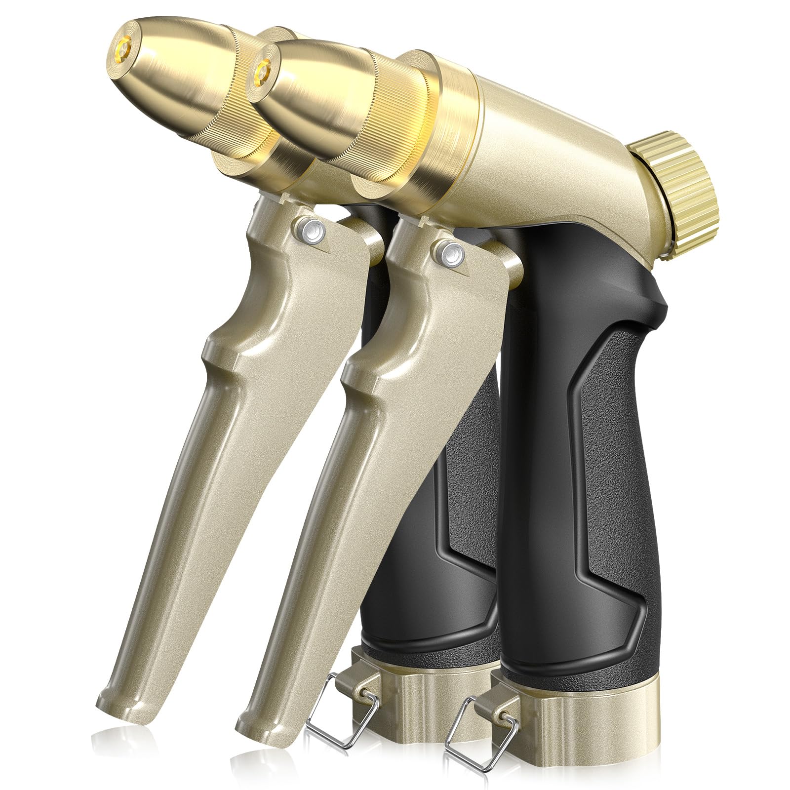 RAINPOINT Boquilla de manguera de jardín, pulverizador de manguera de metal 100% resistente, boquilla de manguera de agua de alta presión con patrones de pulverización ajustables y control de flujo