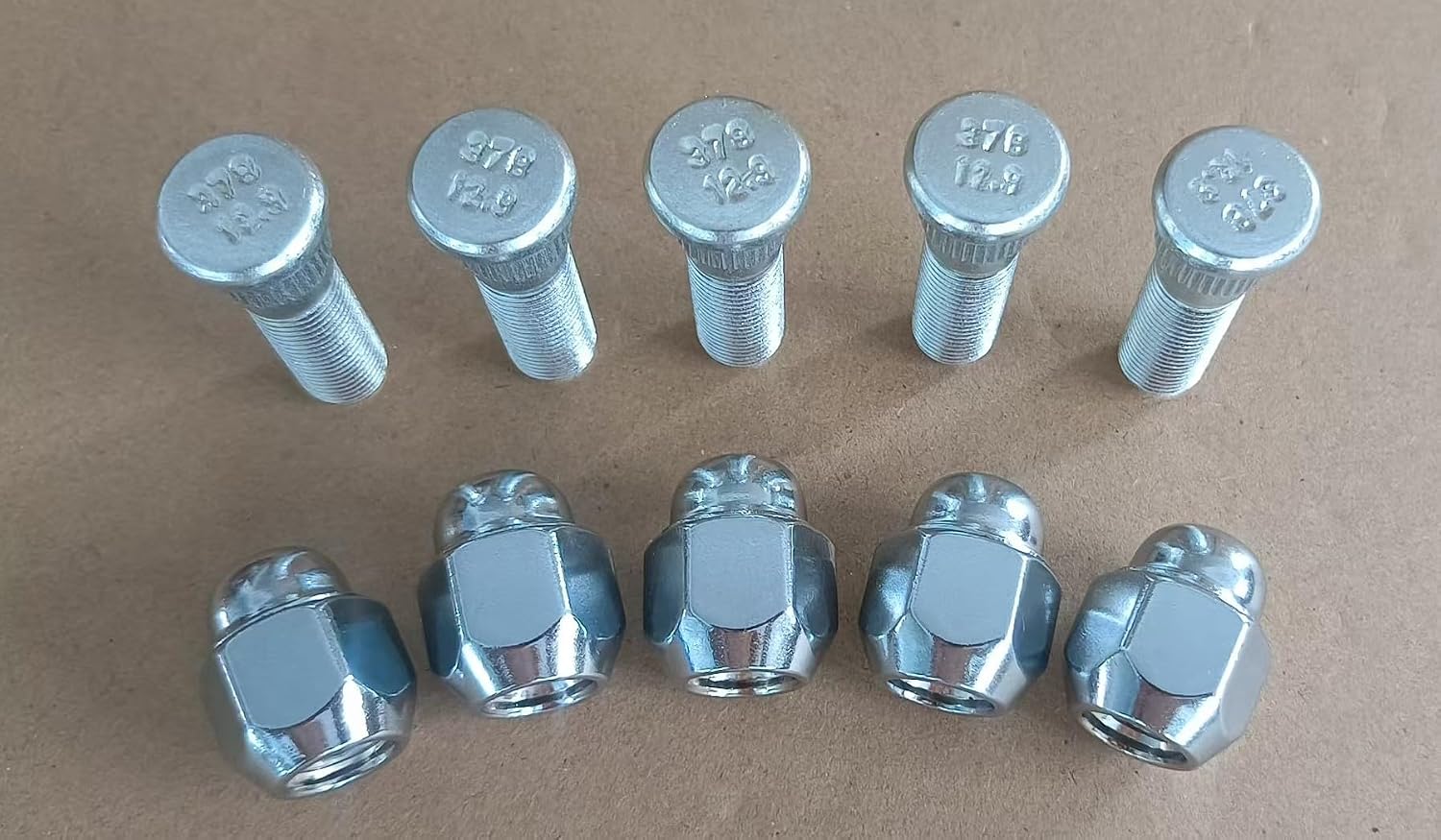 5 PCS Serrated Wheel Stud Bolts 610-378 M12-1.25 * 42mm, 14.35mm Knurl Bolt & Lug Nuts 611-114 Replacement for Infiniti Nissan Suzuki and More