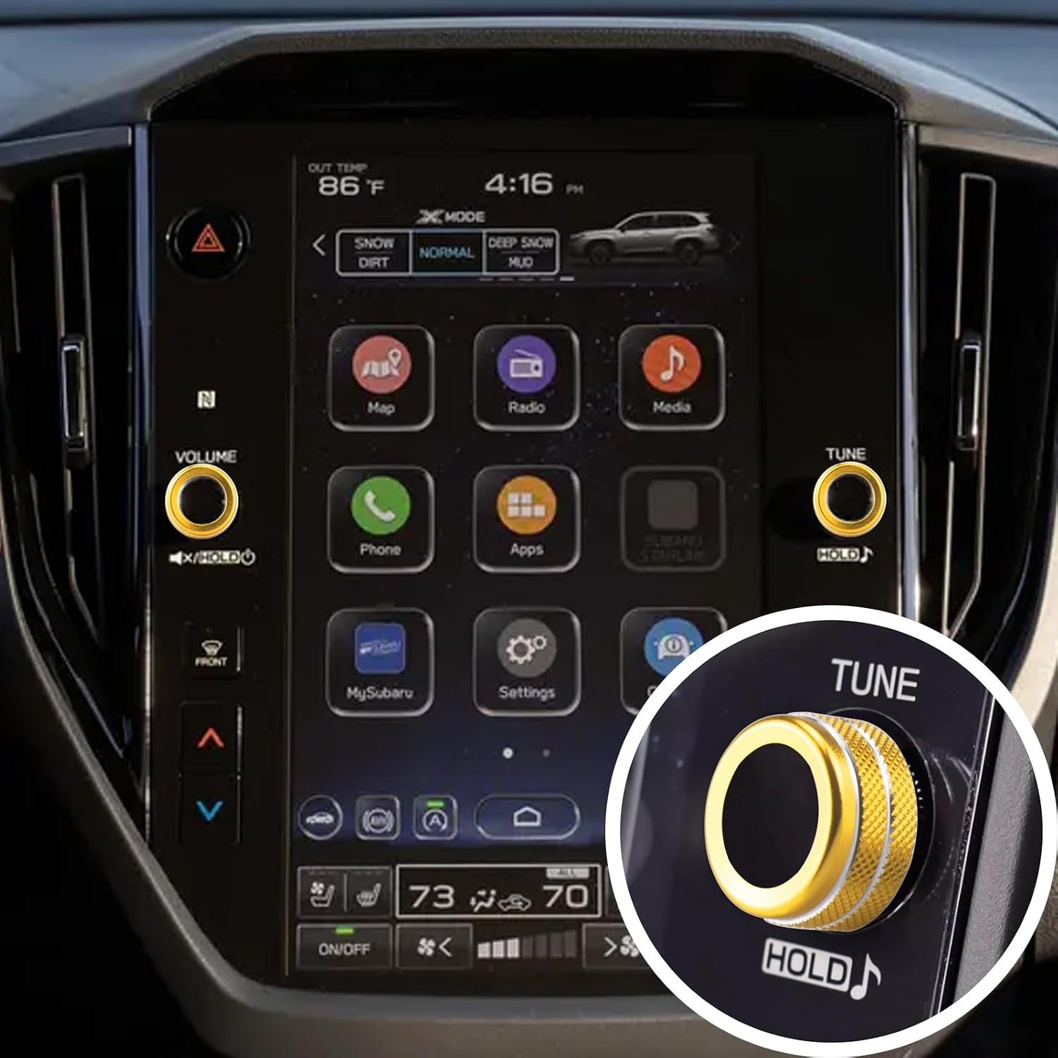 5pcs for Subaru Crosstrek/Impreza 2024-2026, Forester 2025,2026 Legacy Outback 2020-2026, WRX, Ascent Volume Adjustment Knob, Mirror Knob Cover, Start Button Cover/Ring (Golden)