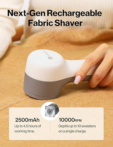 Miniatura 2 de VASSON Afeitadora de tela, afeitadoras de suéter para eliminar pelusas, desfuzzer de alto perfo, afeitadora eléctrica recargable para pelusas y
