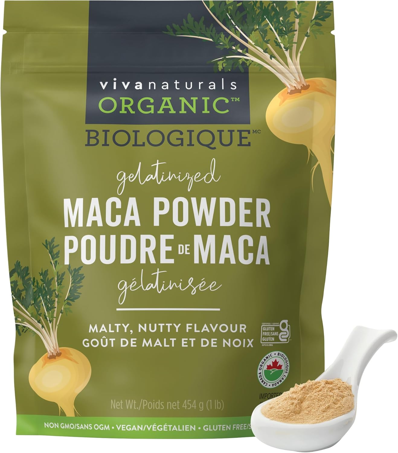 Product image of Viva Naturals Organic Maca Powder, 1lb (16 oz) - Gelatinized Maca Root Powder Organic - Vegan and Kosher Peruvian Maca Superfood - Certified Organic, Gluten-Free & Non-GMO - Resealable Bag