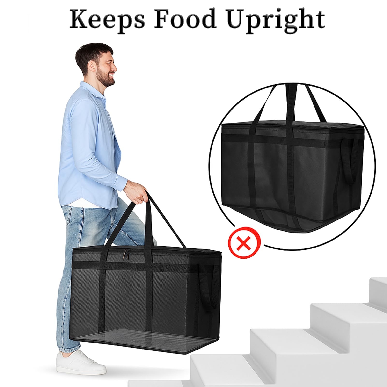Bolsa para llevar, paquete de dos unidades, 3XL, color negro y placa base