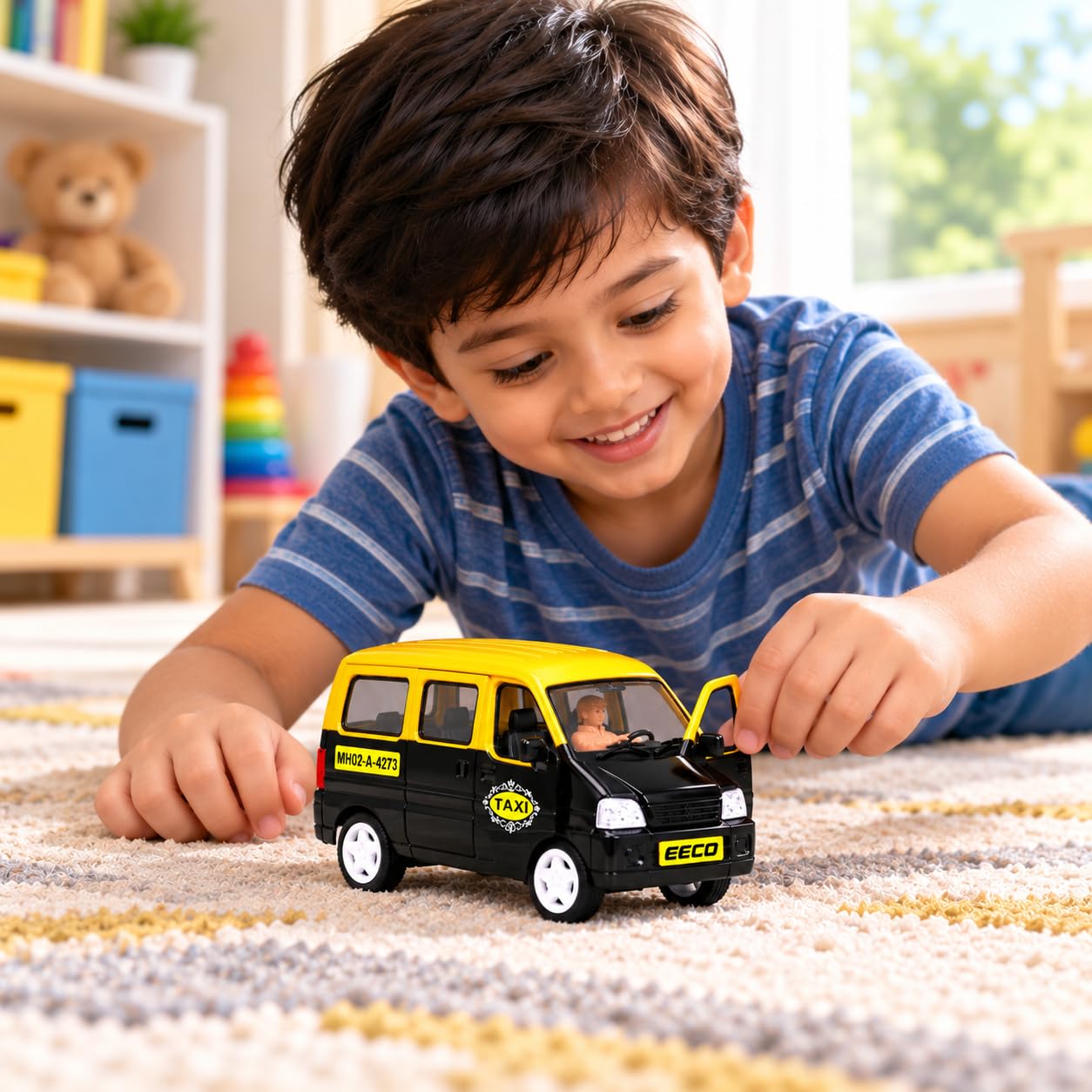 Friction Powered Van Taxi Toy - No Batteries! -5