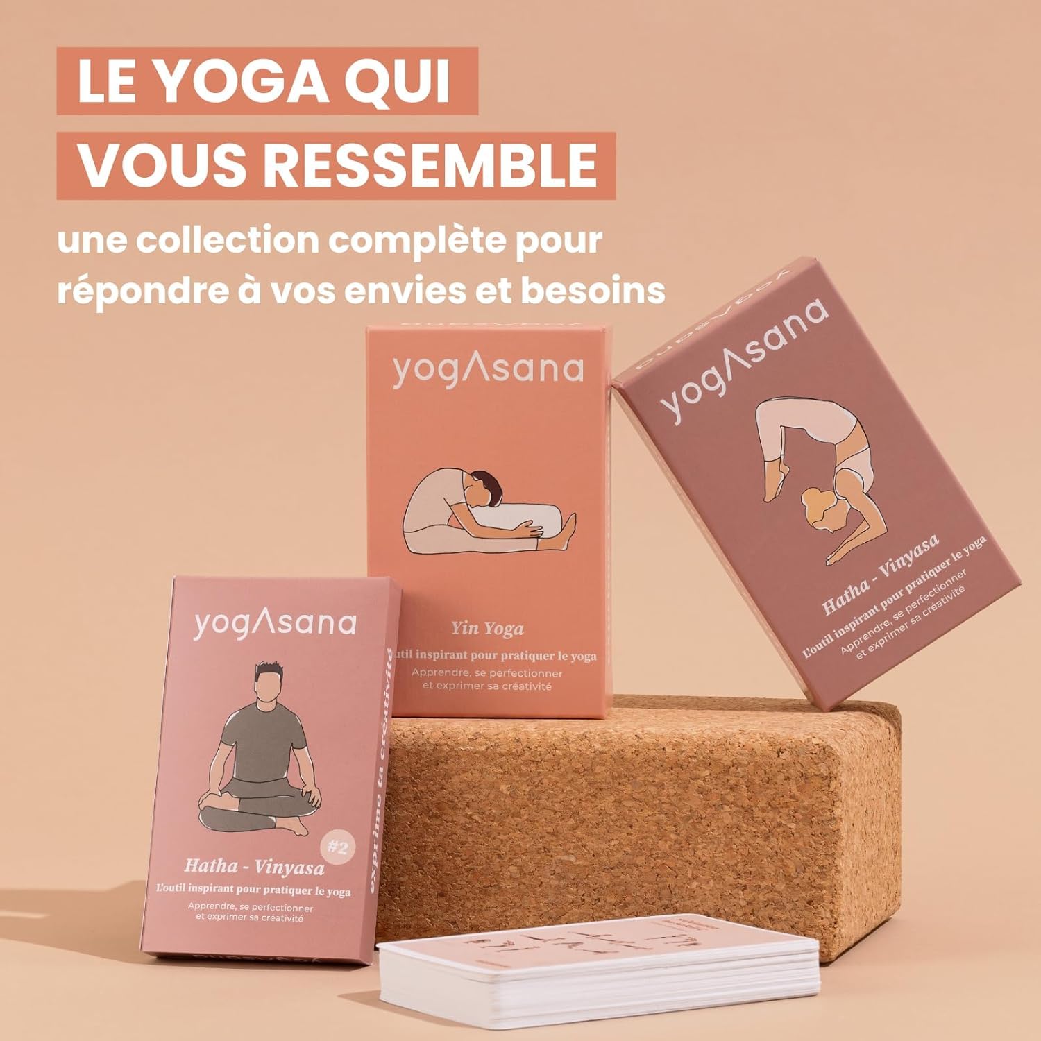 yogAsana Jeu de Carte français - Yin Yoga 80 Cartes - Tous Niveaux - Guide de séquences pour se perfectionner - Illustrations de Postures et durée de Pratique - Bénéfices pour Le Corps et l’Esprit