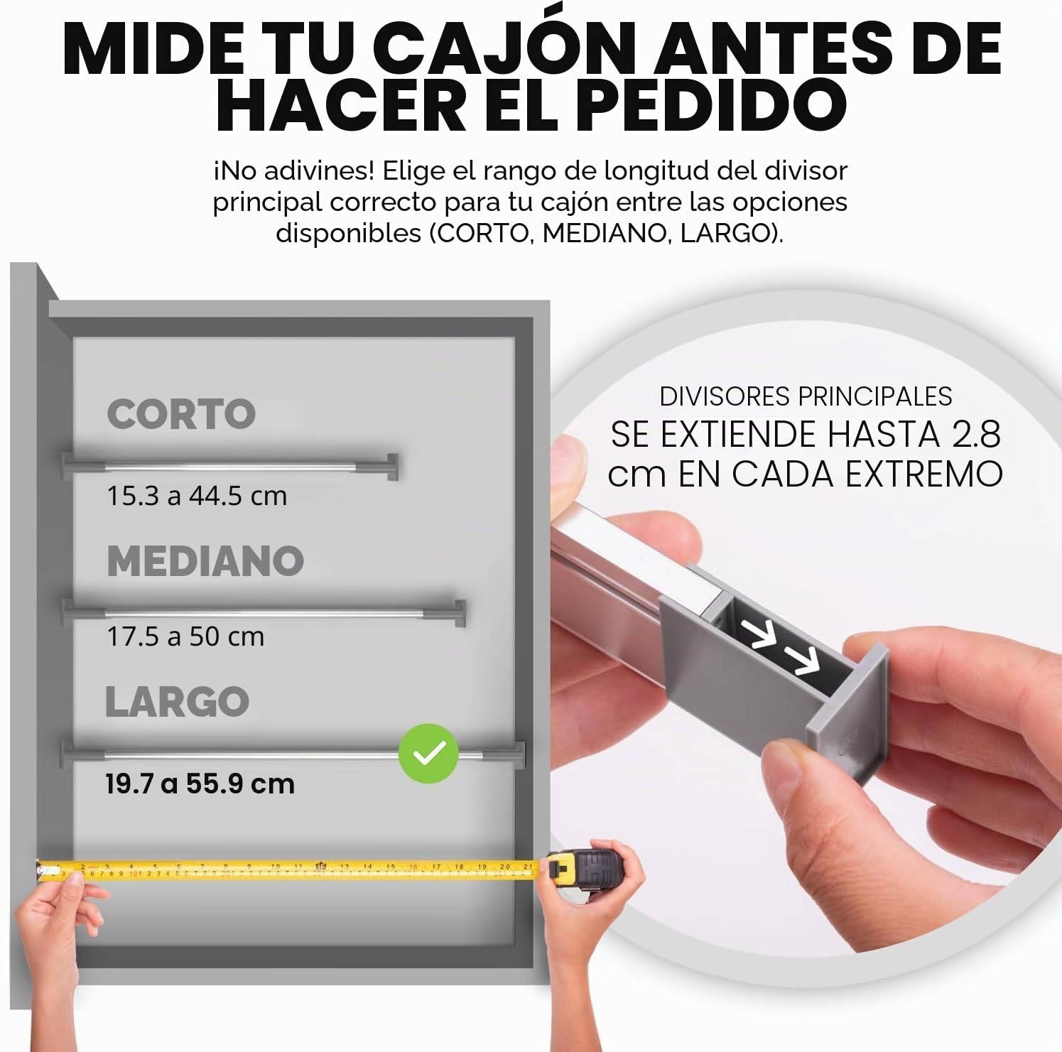 Practical Comfort Organizador de cajones de aluminio para utensilios de cocina, cubiertos, juego de 9 divisores, tamaño mediano