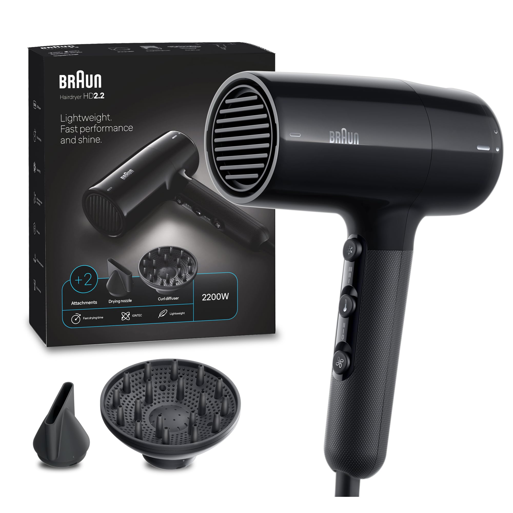 Braun Hair dryer HD2.2 Light Weight, Fast Performance and Shine