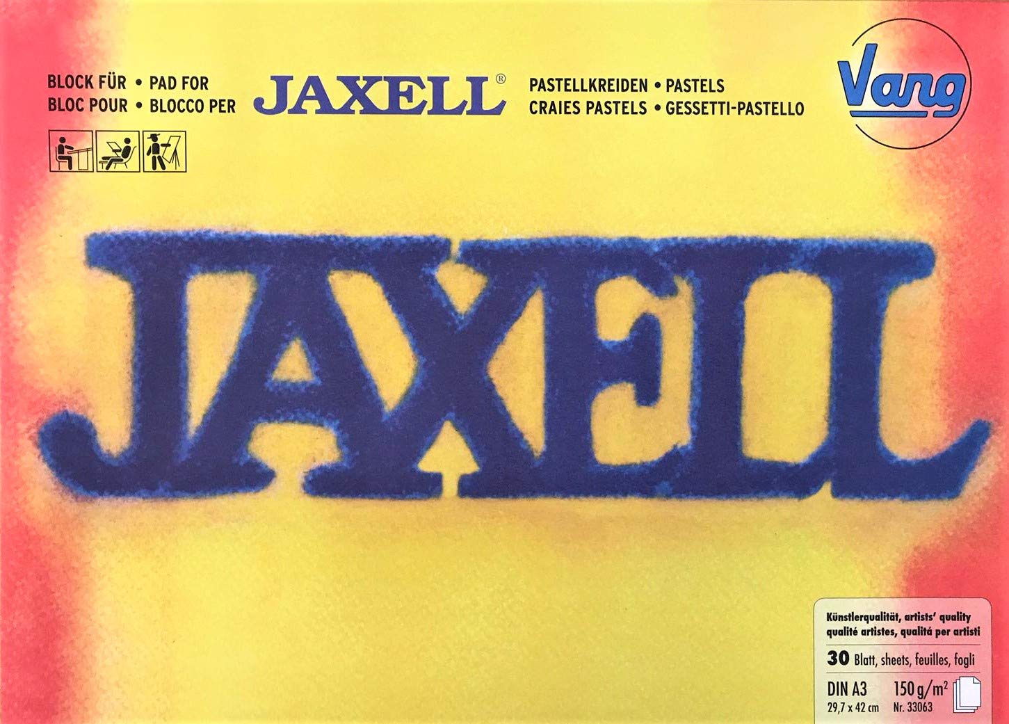 Vang Jaxell 33063 - Set mit 3 Bl?cke f?r Pastellkreiden in K?nstlerqualit?t - DIN A3 (29,7 x 42 cm) 150g/m? - 3 x je 30 Blatt