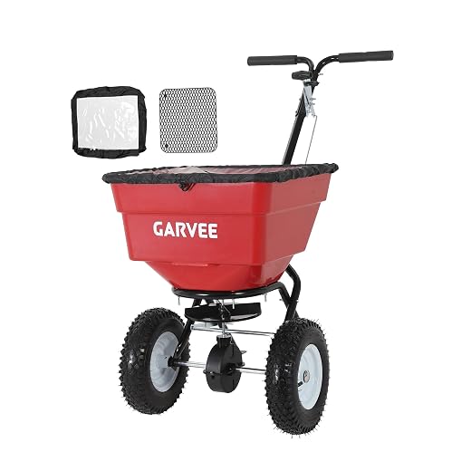 100 LBS Walk Behind Push Broadcast Spreader, 12FT Spreading Width Adjustable Lawn Spreader, Heavy Duty Garden Spreaders with 13 Inch All-Terrain Wheels, for Fertilizer, Grass Seed, Ice Melt, Salt