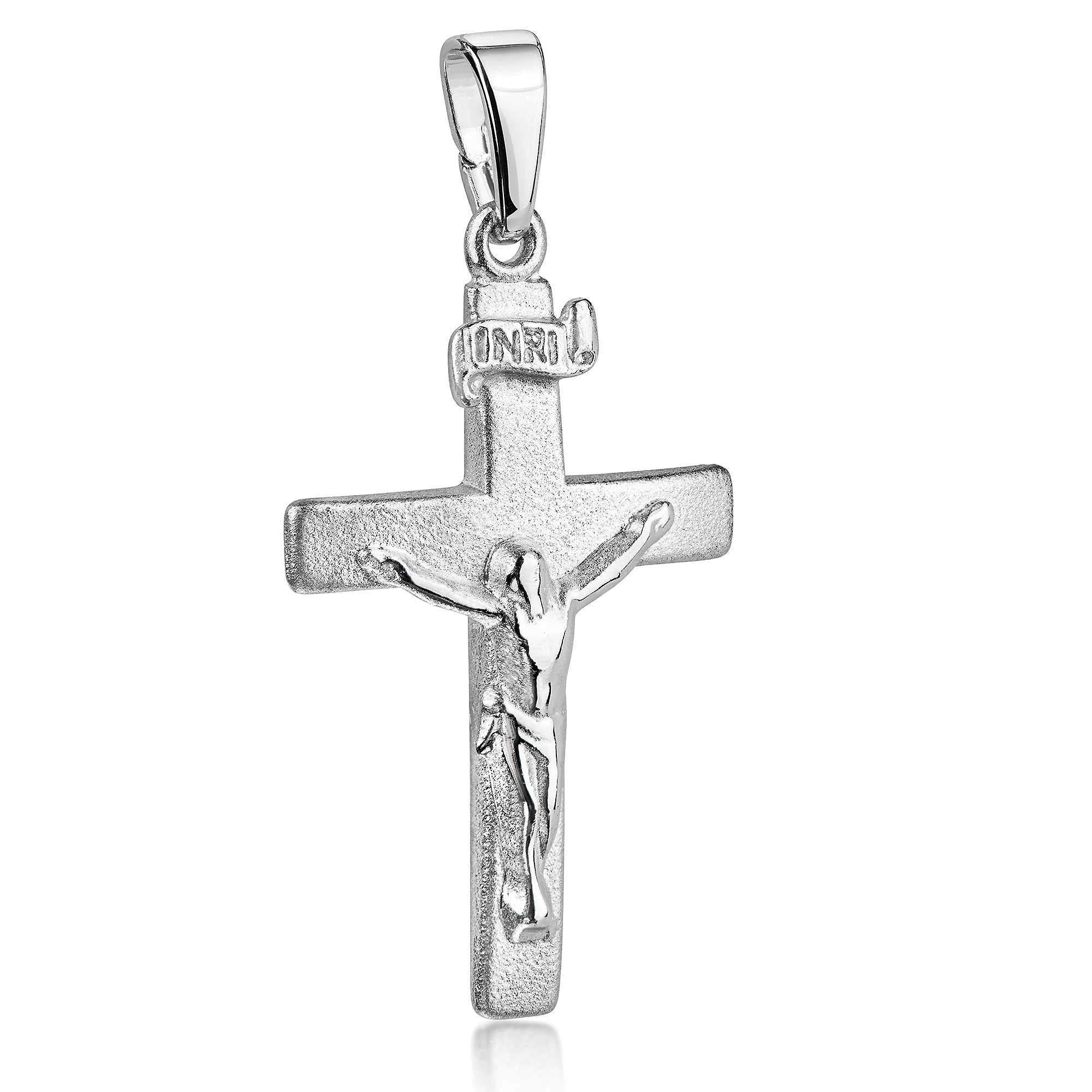 MATERIA by Matthias Wagner Pendentif croix en argent 925 motif Jésus « INRI » avec chaîne #KA-9_K97-45cm