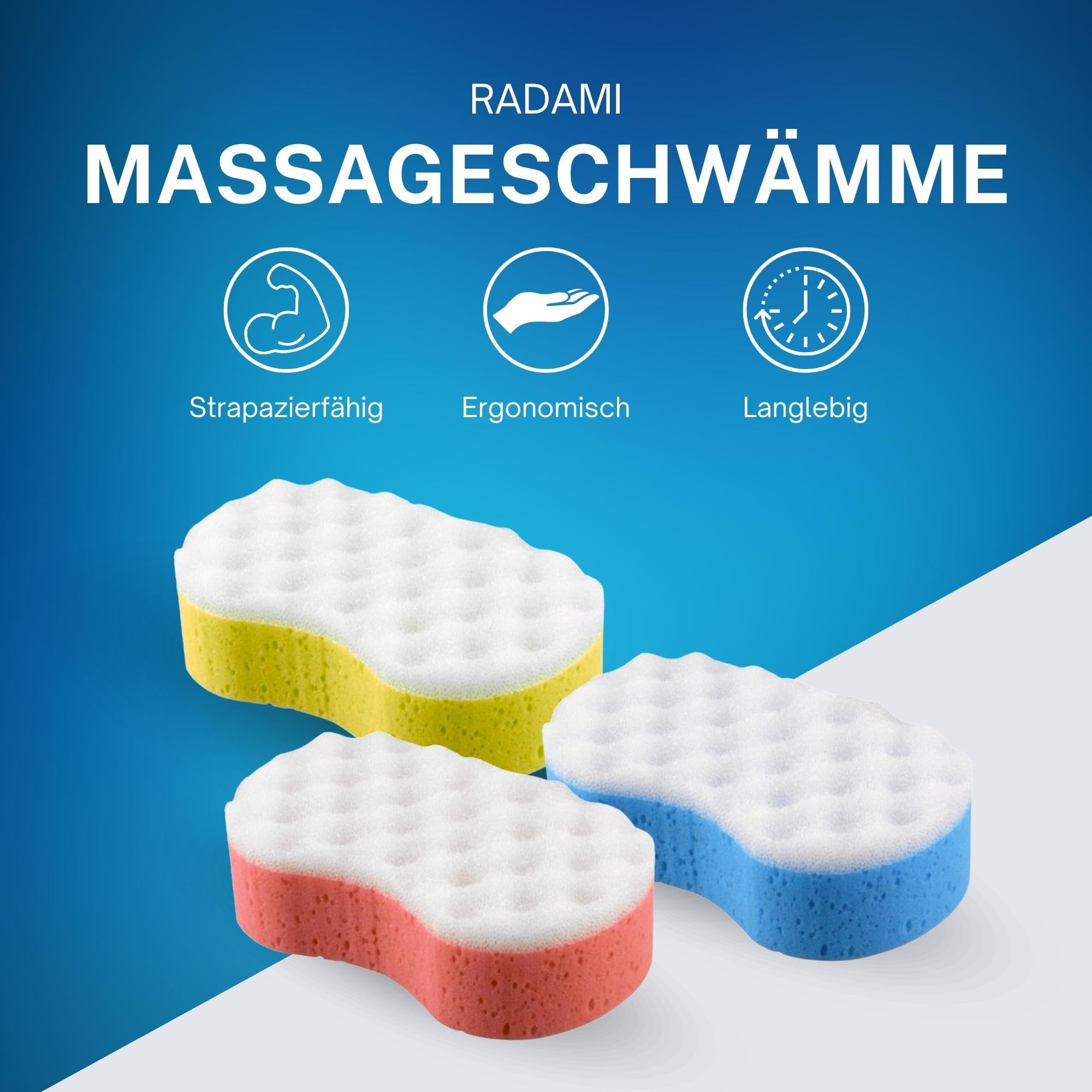 3 spugne massaggianti per doccia e bagno, per esfoliare il corpo, a forma di mano