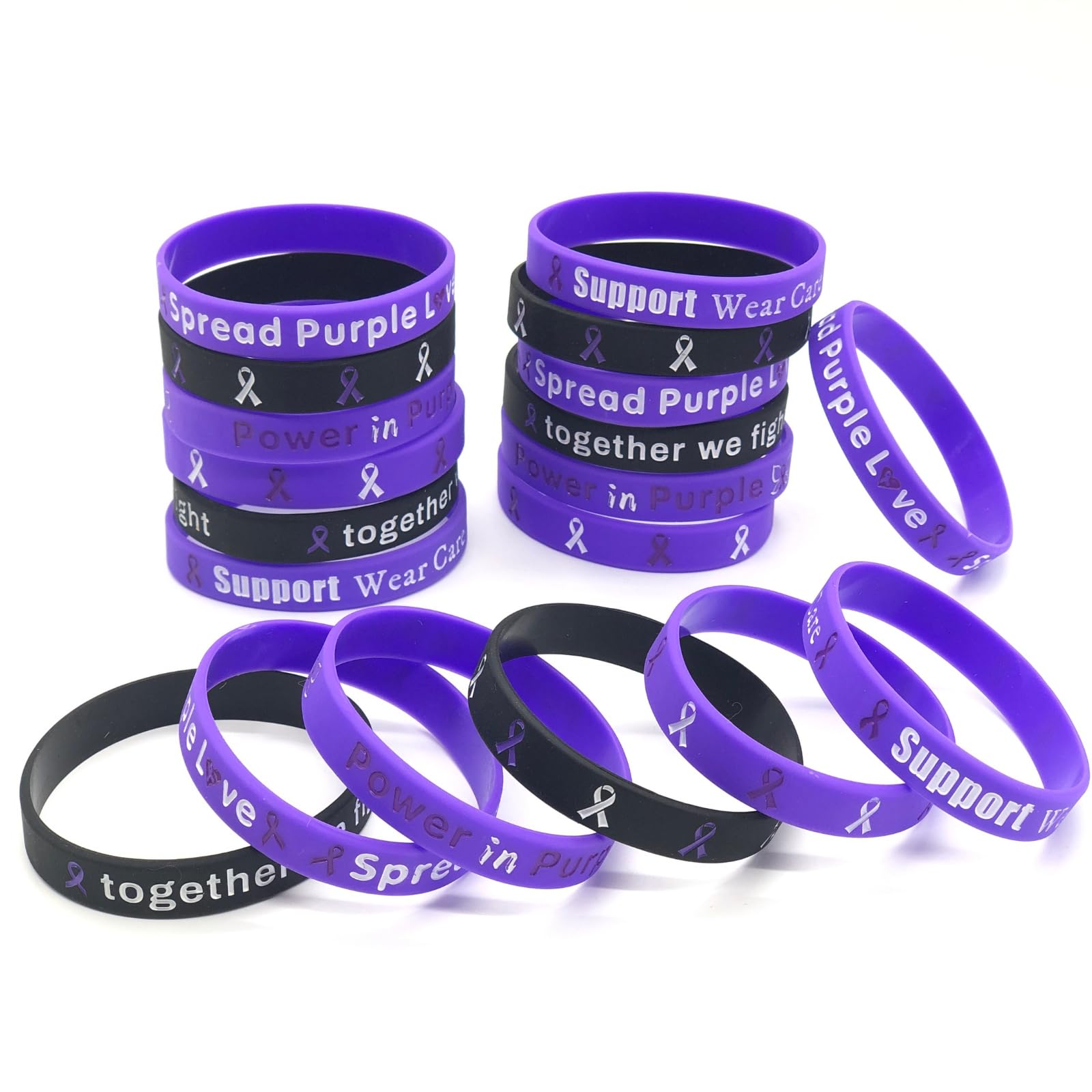 Purple Awareness Silicone Bracelet Stretchable Bands for Support Pancreatic Cancer, Alzheimer’s, Dementia, Lupus, Domestic violence Epilepsy Cause Fundraising