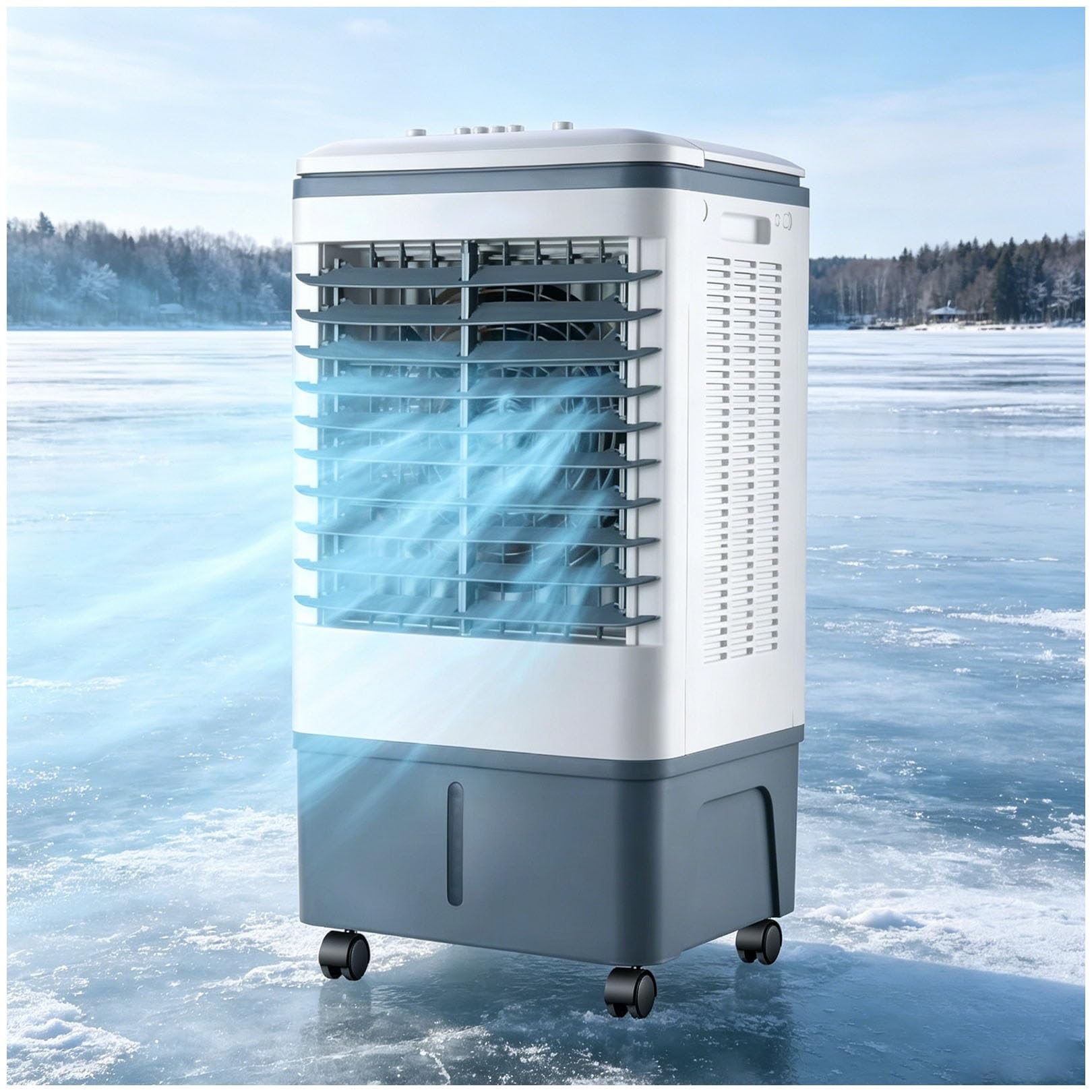 Air Cooler & Fan 3-in-1, 120° Auto Swing, 4 Smooth Casters, 20L Reservoir, 1177 CFM Cooling, 3 Speeds, Ventless, with 2 Ice Packs, for Apartment RV