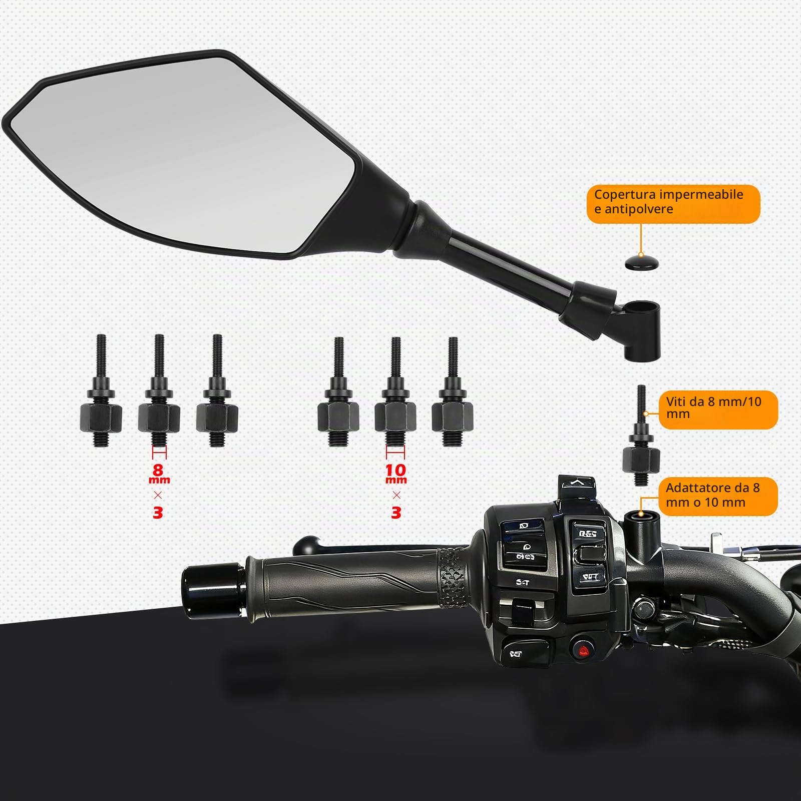 Moto Specchietto Retrovisore Laterale Specchi retrovisori con indicatori di direzione LED per CBR1000F CBR600F GSF KLX V-Max FZ6 XJ6 Bobber Cruiser Choppers Touring ATV
