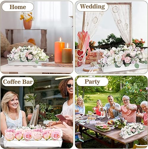 Miniatura 7 de Florero de acrílico rectangular, arreglos florales, centro de mesa decorativo para boda, mesa de comedor, jarrón para decoración de mesas de cocina