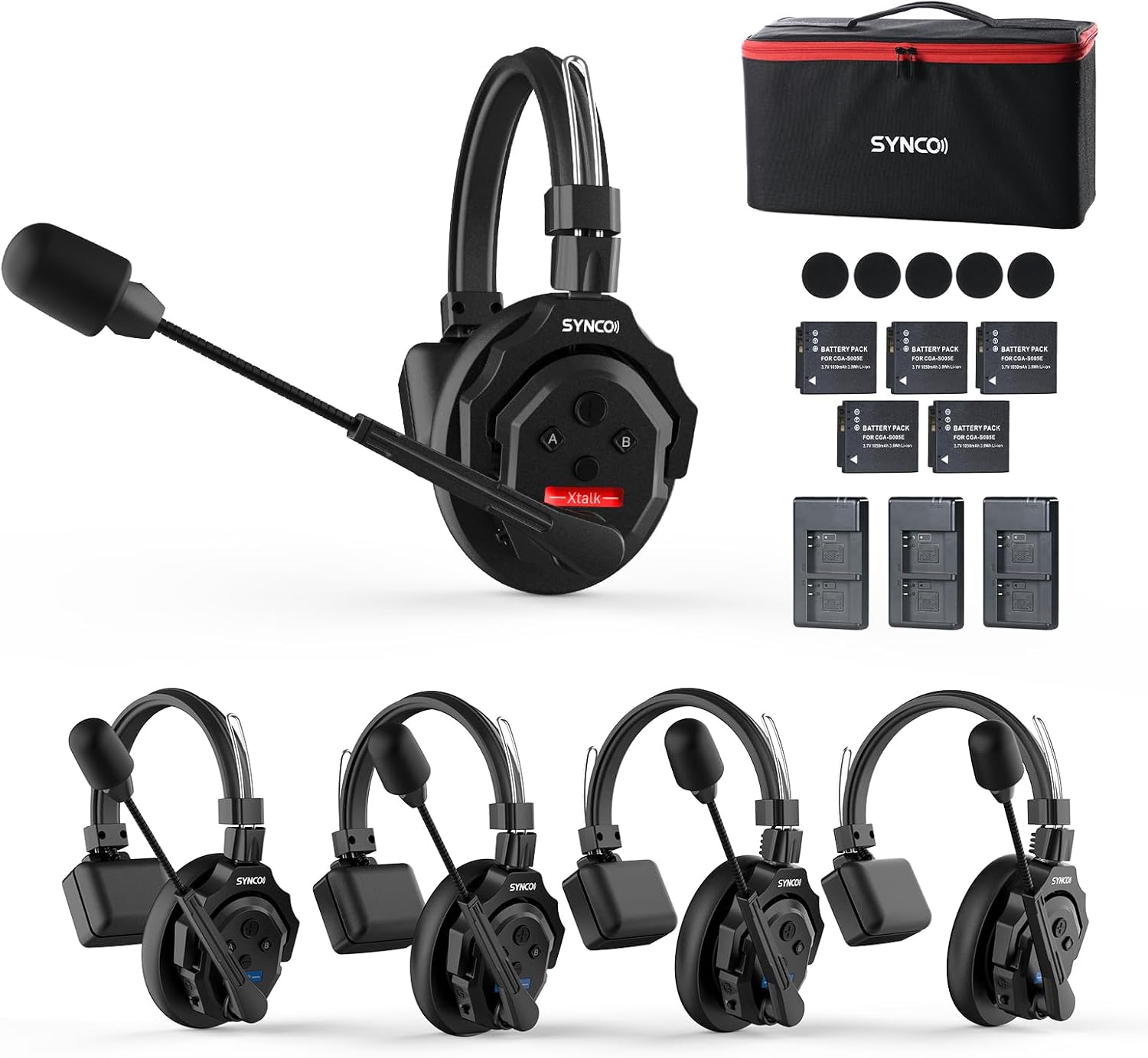 Amazon.com: SYNCO XTALK X5 Wireless Intercom Headset System, 2.4GHz ...