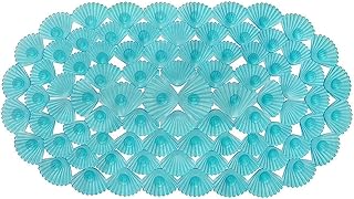 Linfevisi Bathtub Mat Non Slip, Oval Bath Mat for Tub with Suction Cups and Drain Holes, Machine Washable Tub Shower Mats for Bathroom 27 x 15 Inches, Phthalate Latex Free (Aqua)