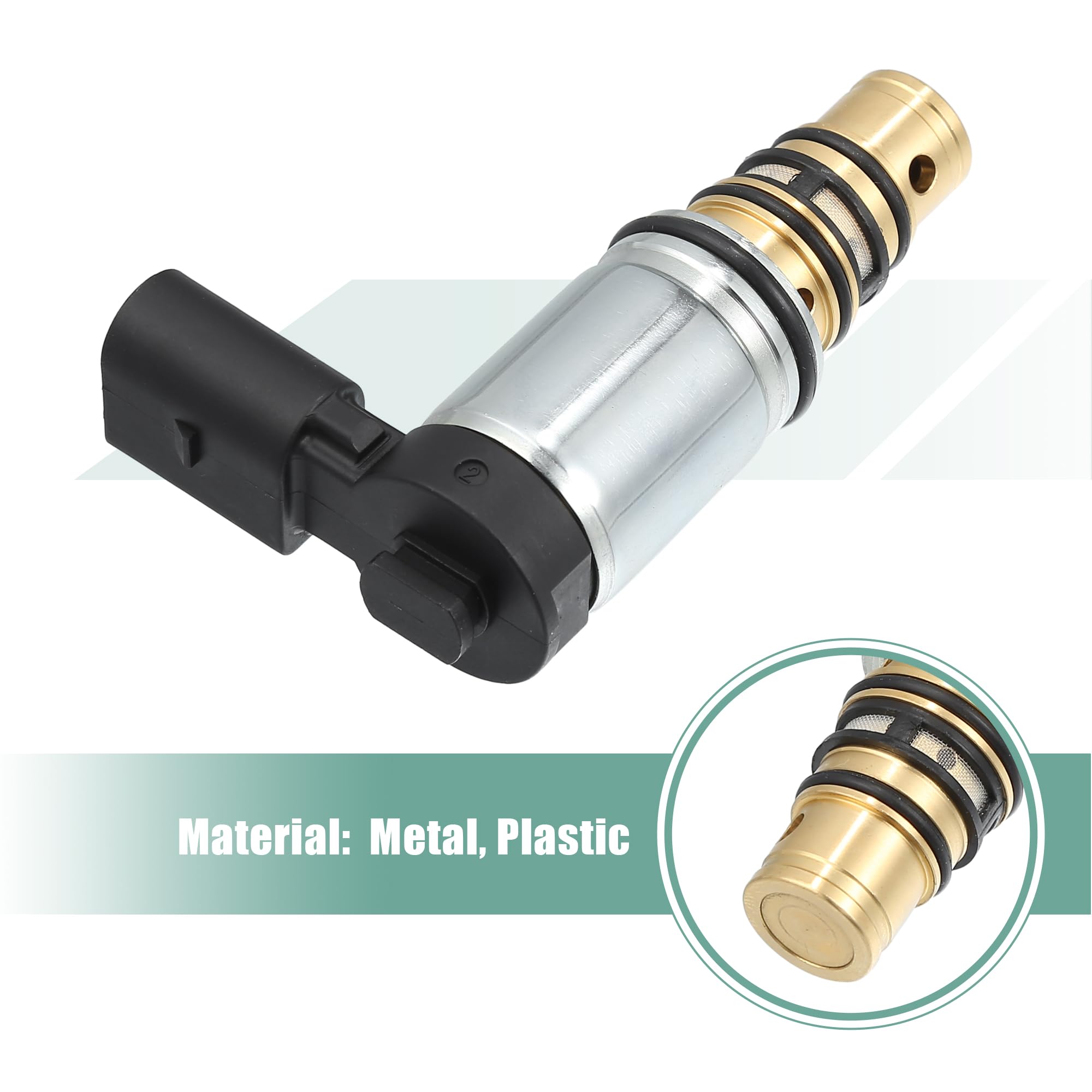 QUARKZMAN Válvula Solenoide Compresor A/C Para Volkswagen Golf 2013 1Pc | Color Negro/Plateado, Material Metal/Plástico, Tamaño 7.8X5.1Cm, 1Pc, Oe: 1Kd820803H Y Otros, Para Audi A3 2010-2013