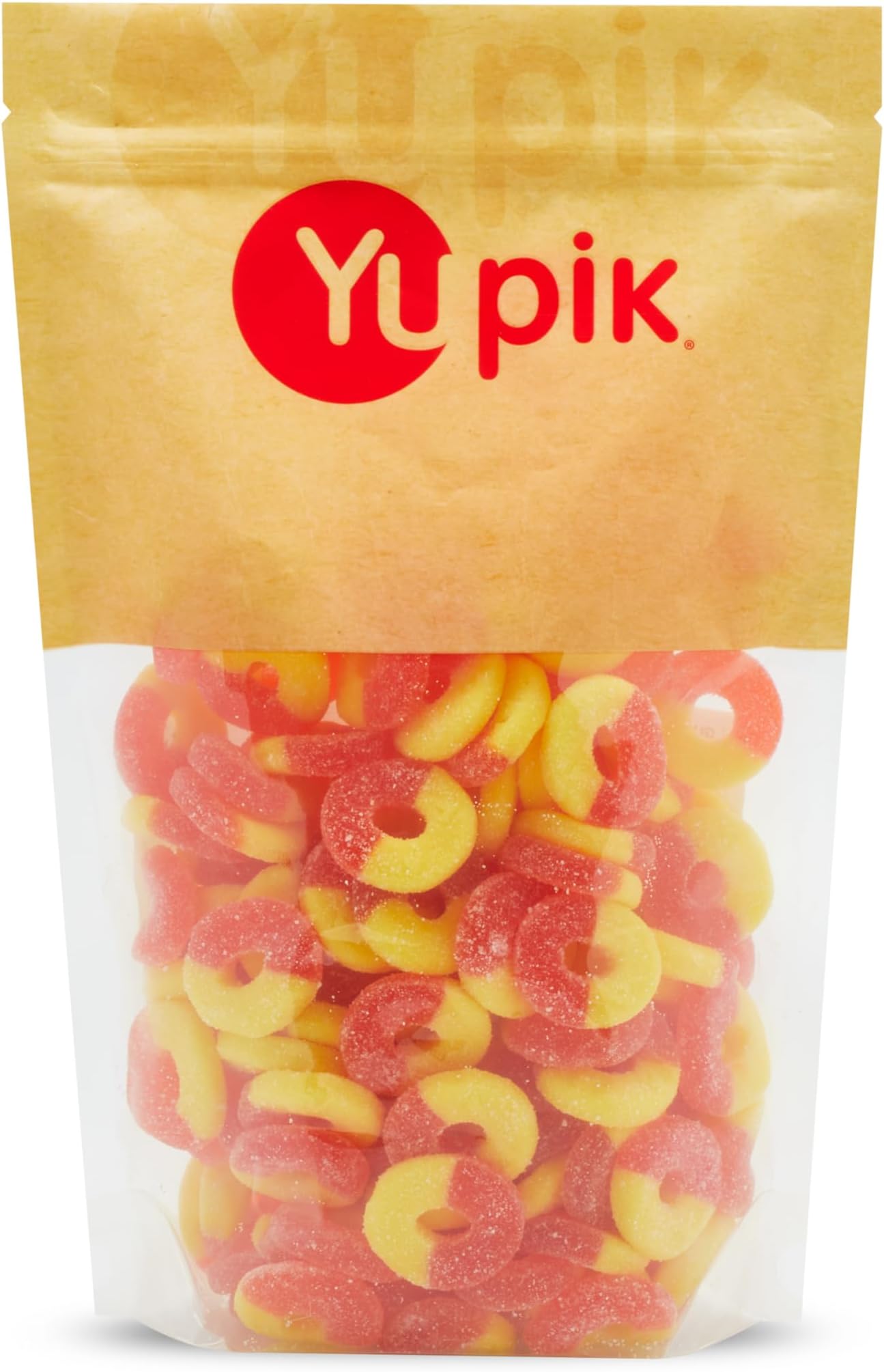 Yupik Gummy Peach Rings, 2.2 lb (35.2 oz), Gluten-Free, Fruity Peach Flavor, Sugary Coating, Chewy Gummies, Fun Treat, Sweet Candy, Delicious Snack, Ideal for Gifting, Holidays & Baking