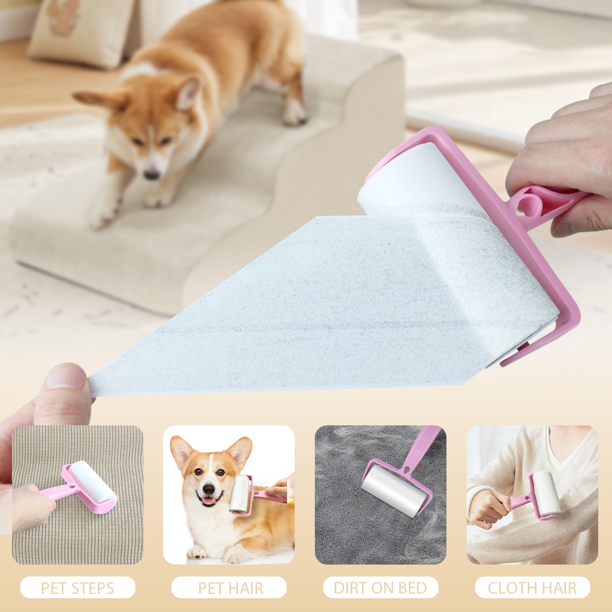 Rampa per cani a 3 gradini per cani e gatti di piccola taglia, giallo paglia, scala per animali domestici per divano e letto, in schiuma antiscivolo, con copertura rimovibile e lavabile, set di rulli