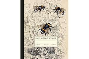 Composition Notebook College Ruled: Vintage Botanical Bee Illustration Journal | Wide Lined...