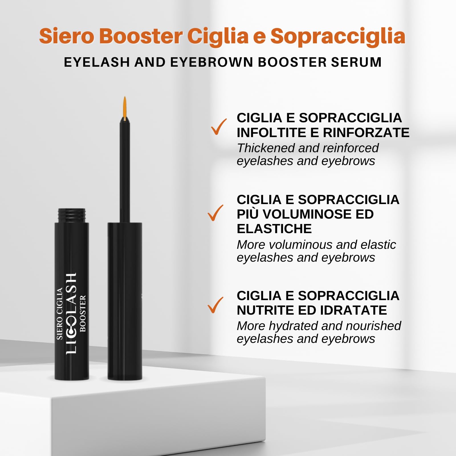 Lycolash Siero Ciglia e Sopracciglia Booster | Azione Allungante e Infoltente | Ciglia più Lunghe e Rinforzate | 5 ml