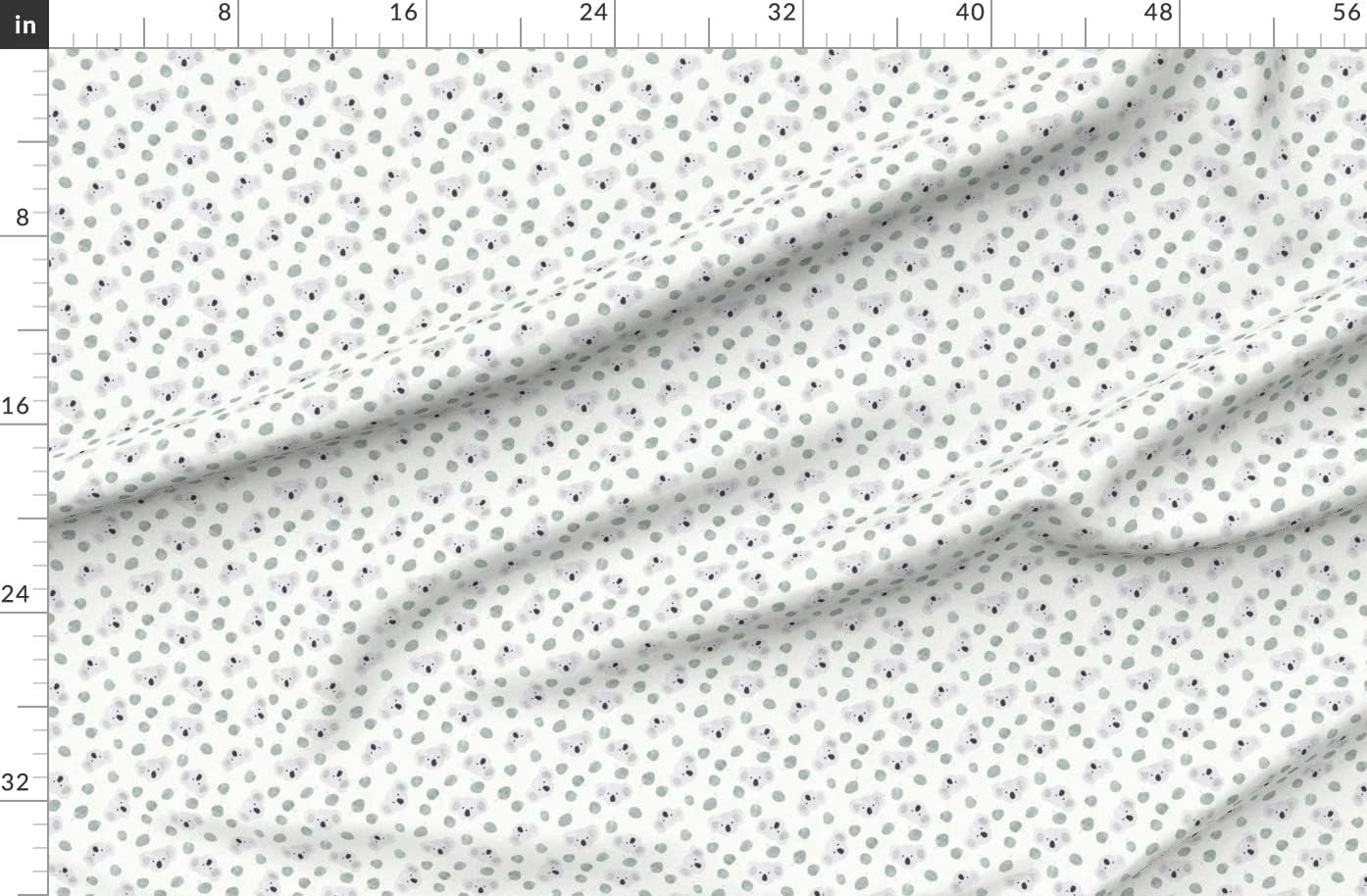 Spoonflower Fabric - Inch Australian Eucalyptus Leaves Animals Kids Koala Gender Neutral Printed on Organic Cotton Sateen Fabric by The Yard - Sewing Quilting Apparel Home Decor