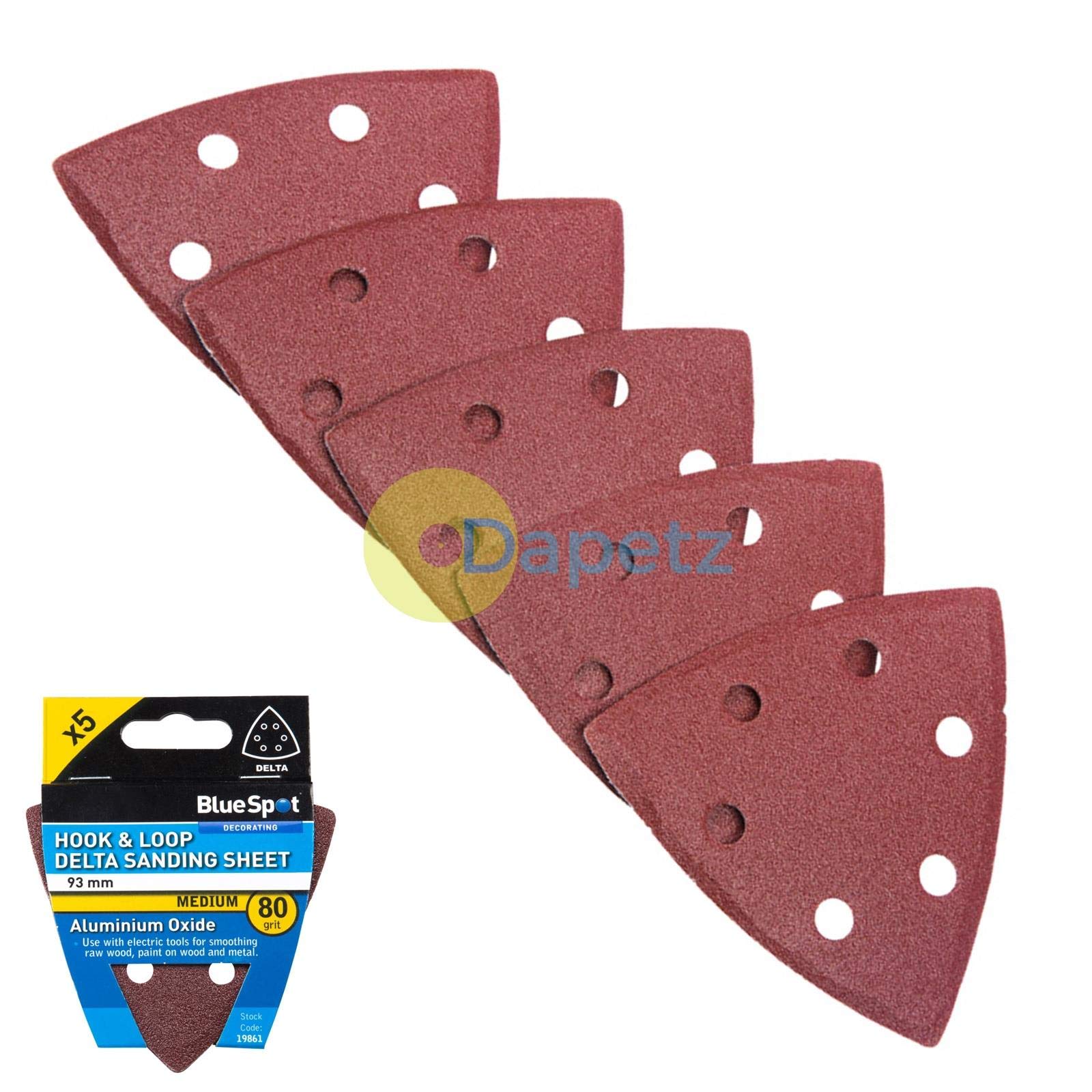 Blue Spot Tools Blue Spot 19861 93Mm 5 Pack 80 Grit Delta Sanding Sheets