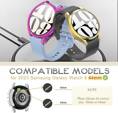 Miniatura 2 de Paquete de 10 fundas de 1.575 pulgadas compatibles con Samsung Galaxy Watch 6 de 1.575 pulgadas y 1.732 pulgadas con protector de pantalla HD,
