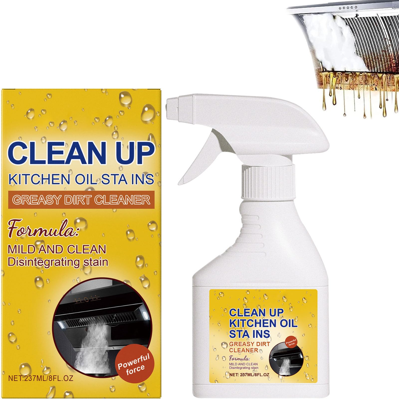 Kitchen Multi-purpose Cleaner, Clean up Kitchen Oil Stains Greasy Dirt Cleaner, Oil & Grease Stain Cleaning Remover Spray, Heavy Grease Stain Cleaning Spray (1pcs)