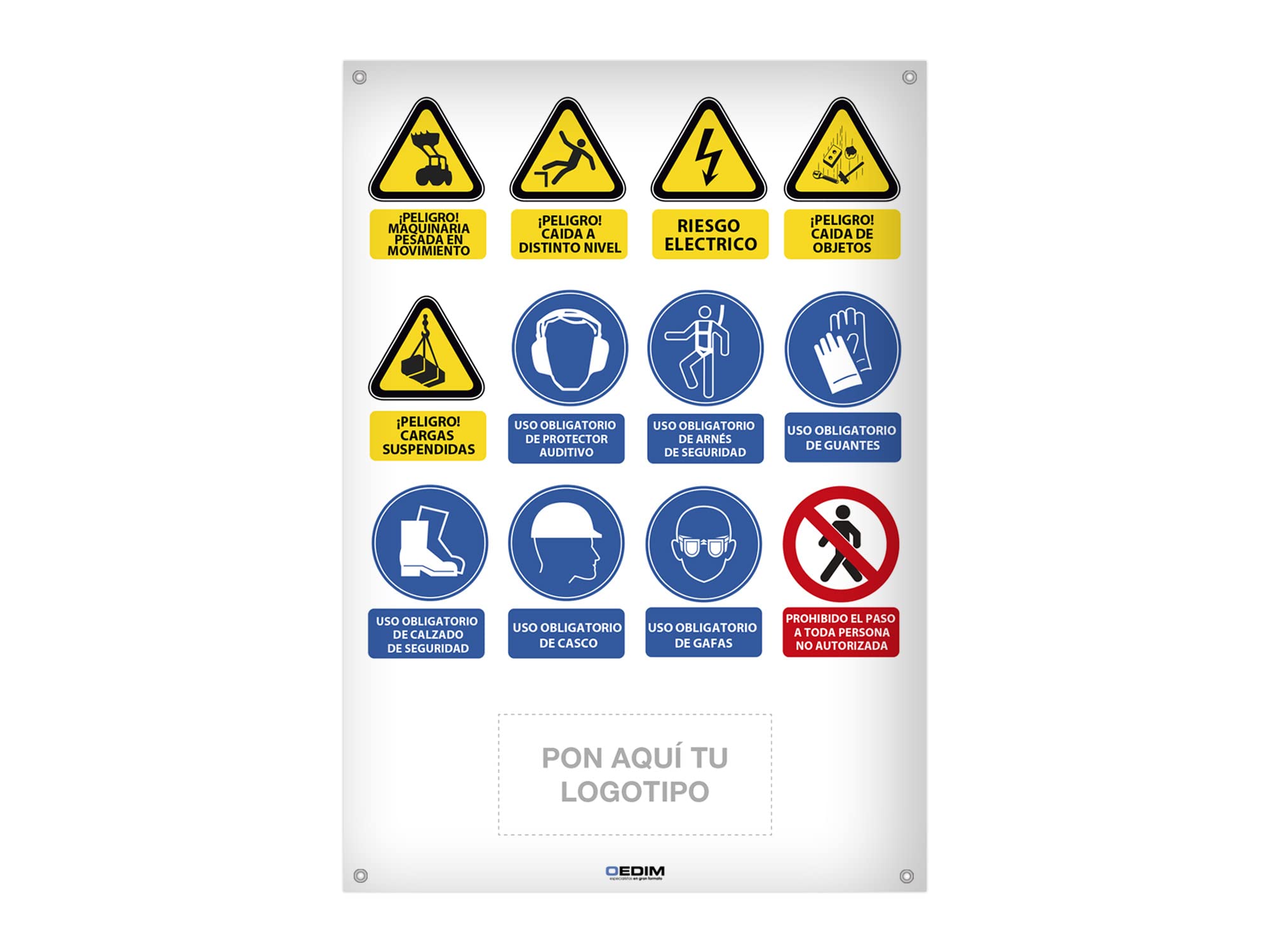 Oedim Pack 10 Señaléticas para Obras Personalizado, 70x100cm, Señal para Obras, Fabricado en Glasspack