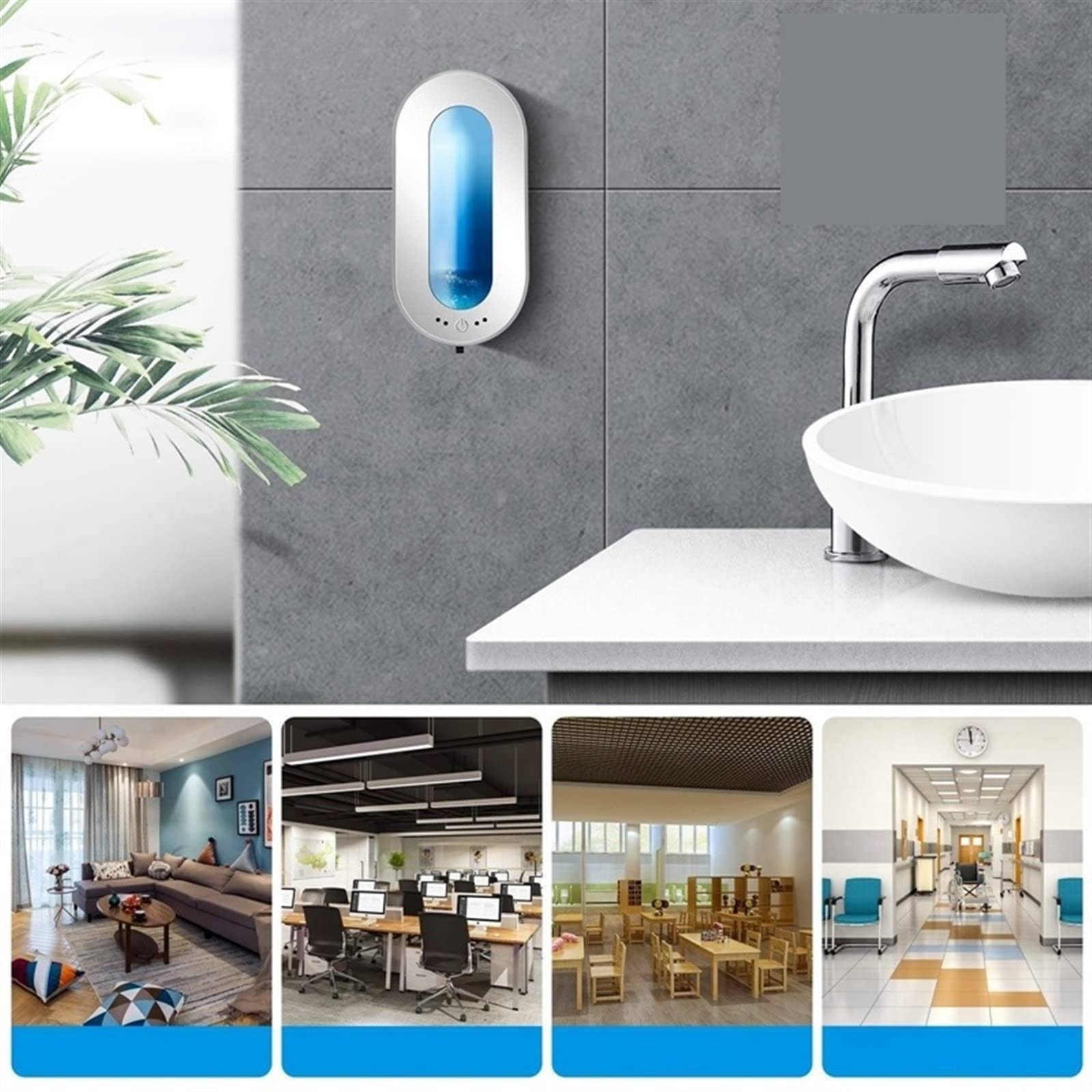 JINGYAN Dispensadores de loción y de jabón Dispensador de jabón Manos Montaje en Pared Máquina sin Contacto Sensor Movimiento Bomba Recargable Inteligente Gel