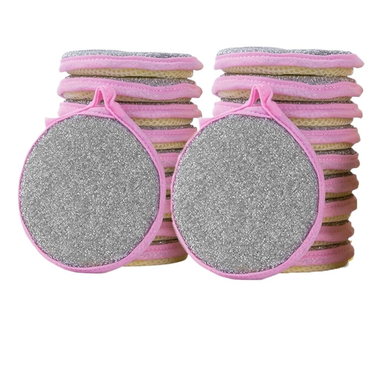 20 esponjas lavavajillas de doble cara, cepillos for lavar platos, sartenes, ollas, utensilios cocina for limpieza del hogar(20Pcs Pink)