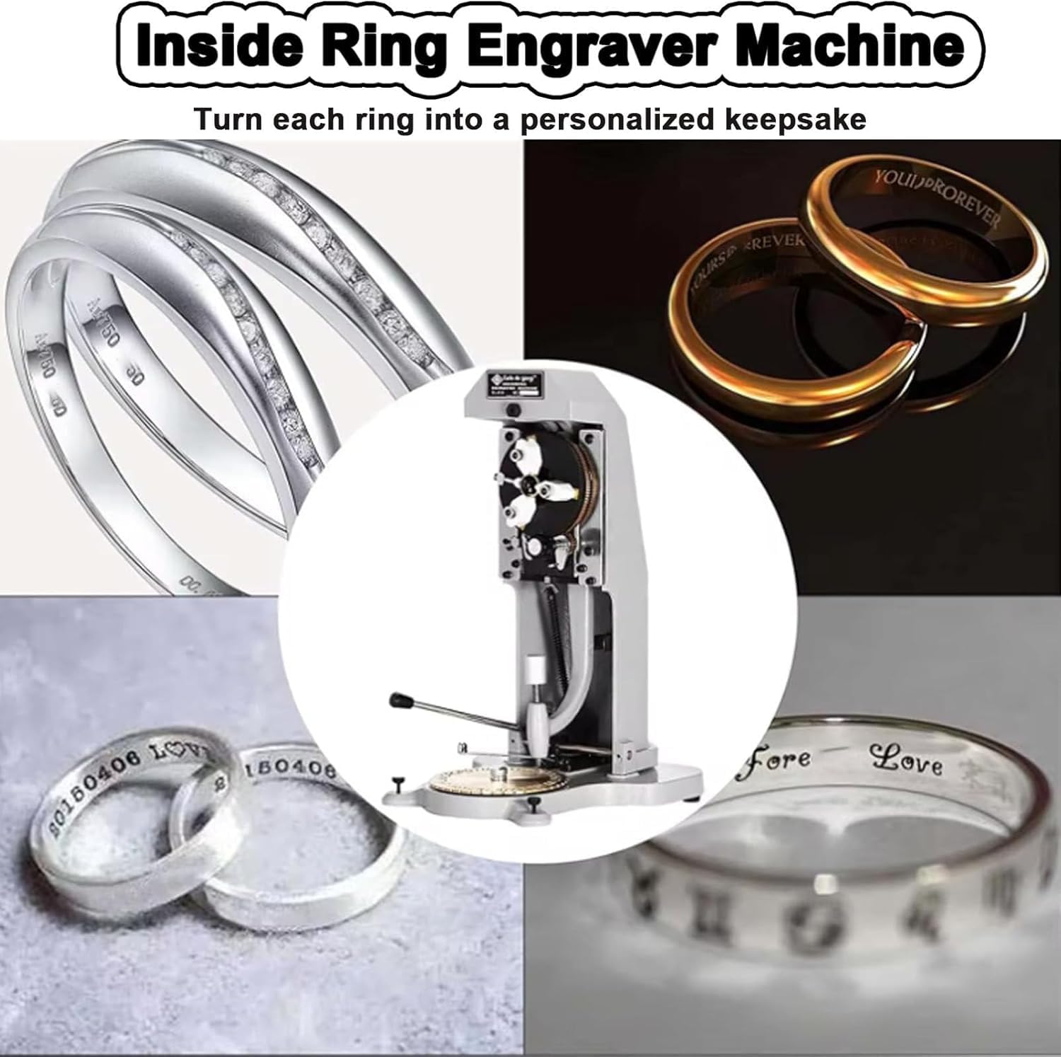 Grabador de Anillo Interior Manual de Doble Cara Grabador de Anillo Grabador de Joyas, 1,5 mm a 2,0 mm, máquina grabadora de Anillos para Anillos de Grabado Interior