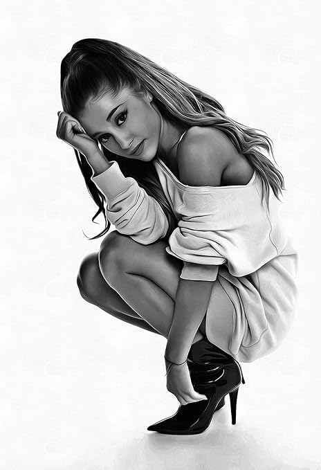 Mile High Media Ariana Grande Canvas Poster 13x19 Fine Art Black And White Print Amazon Ca Home