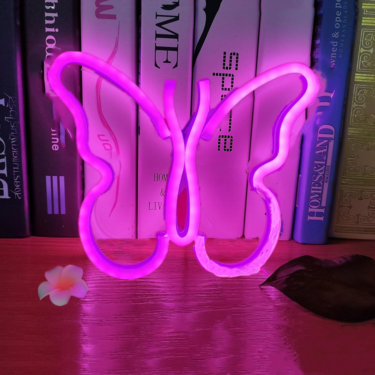 Neon Butterfly Sign Battery Powered Butterfly LED Neon Night Light, USB Operated Wall Decor Butterfly Neon Light for Home Decor Living Room Bar Party Best Creative Gift