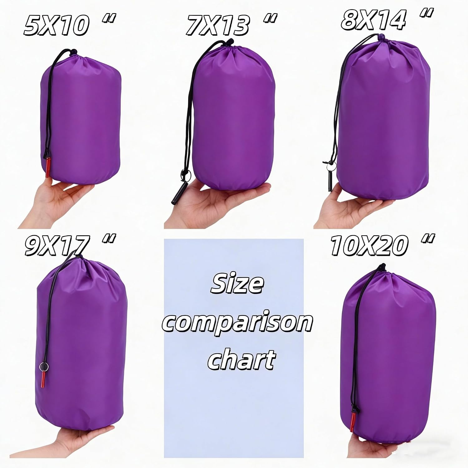 Wear-Resistant Nylon Stuff Sack, Waterproof Multi-Size Portable Drawstring Bag,Clothes Gear Storage Sack,Sleeping Bag Backpacking Organizer for Camping Hiking Travel Outdoor Gear