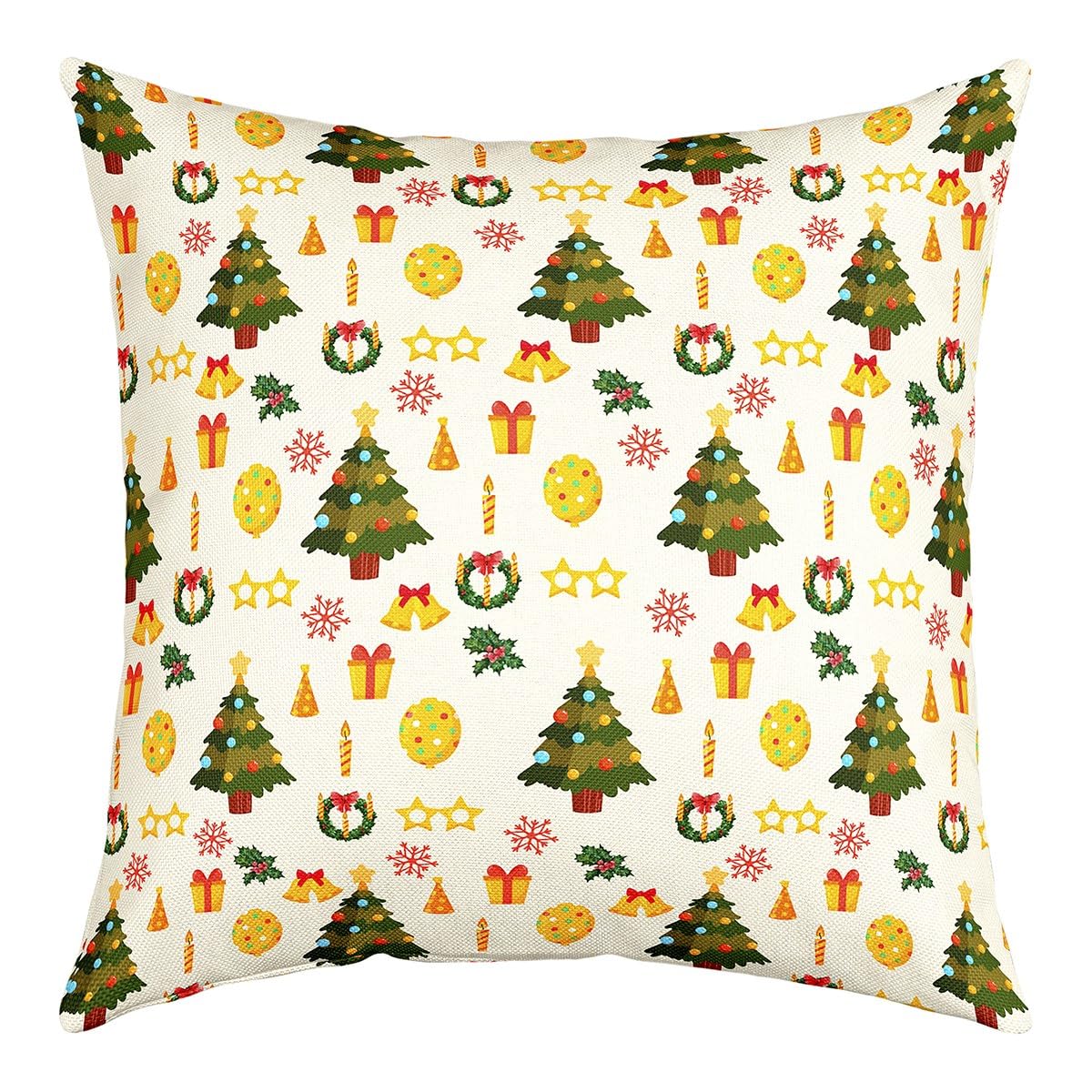Juego de 4 fundas de almohada con temática navideña de 18 x 18 pulgadas, juego de 4 fundas de cojín de árbol de Navidad, fundas de almohada decorativas con temática de invierno, funda de almohada para