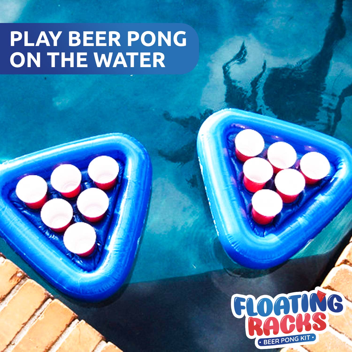Original Beerpong Floating Kit 2 Bouées Gonflables 12 Red Cups 2 Balles Beer Pong Piscine
