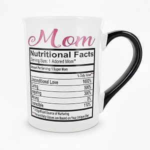 Cottage Creek Mugs Ceramic Nutrition Facts Mom Coffee Mug Large Coffee Cup for Women Mother Mama Grandma Birthday