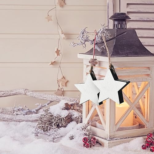 Miniatura 3 de 12 piezas de adornos de estrella de madera en blanco, estrellas recortadas de madera en blanco, letrero con forma de estrella de madera rústica,