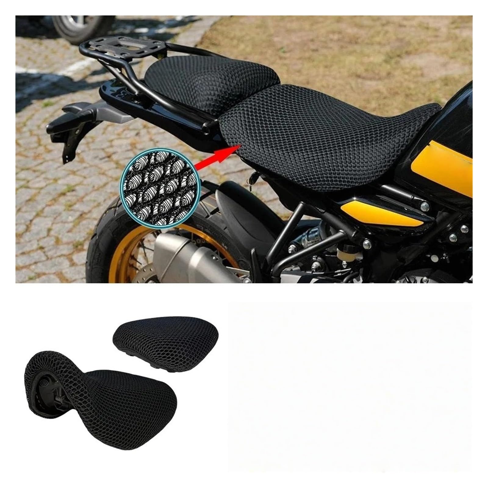 Proteggi cuscino per Rete 3D a nido d'ape per sedile 2024- Accessori per moto per coprisedili Coprisedile per moto